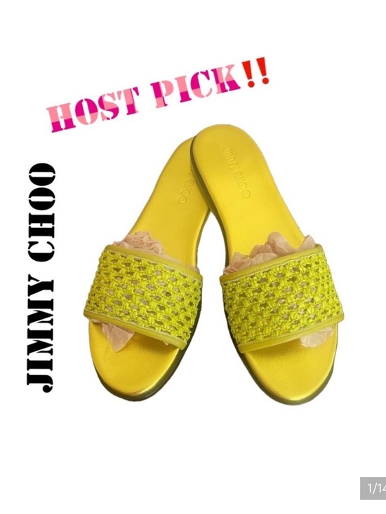 Jimmy Choo Shoes - JIMMY CHOO MINEA ELECTRIC LIME RAFFIA SLIDES AND BOX NWT